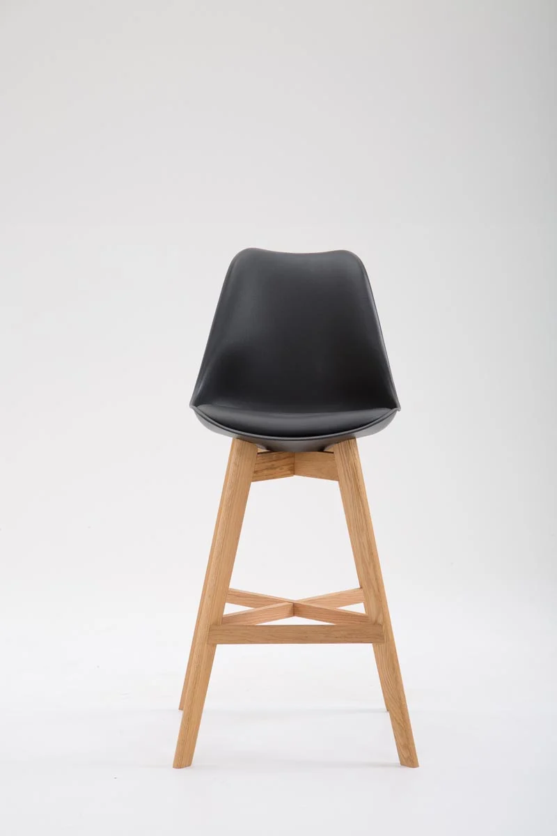 Tabouret de bar style scandinave avec repose-pieds en bois assises en plastique et synthétique noir TDB10369