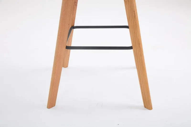 Tabouret de bar x1 style scandinave avec dossier en similicuir noir et structure en bois naturel 10_0006327