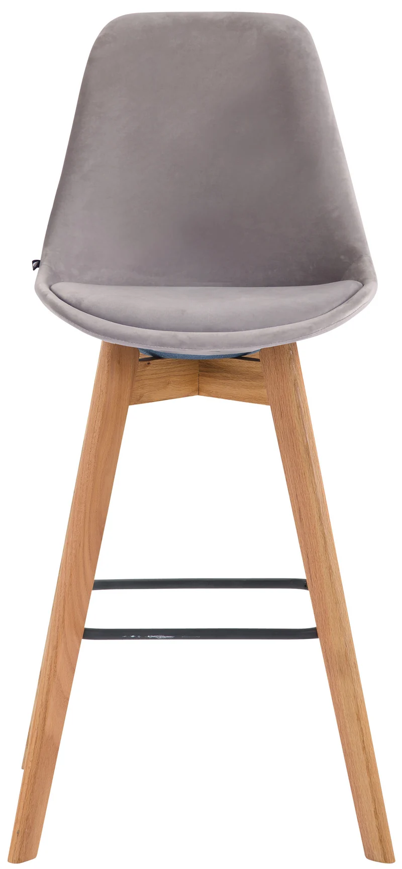 Tabouret de bar x1 style scandinave avec assise en velours gris et structure en bois naturel 10_0005723