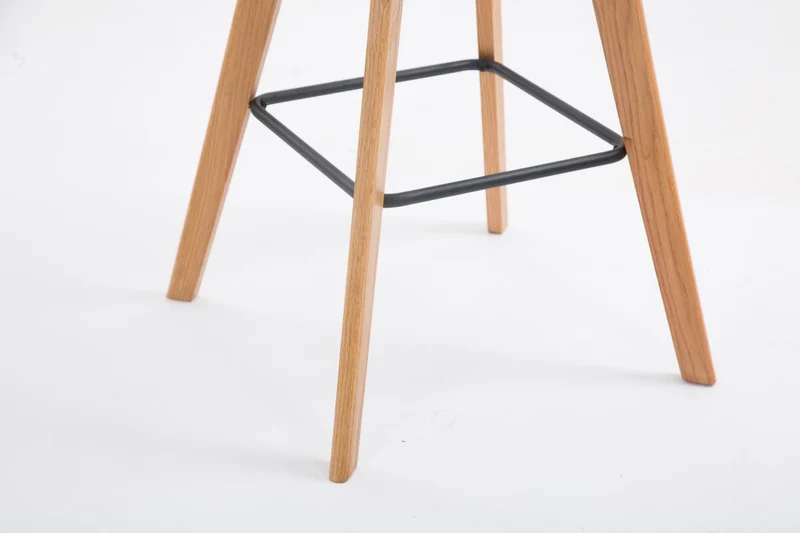 Tabouret de bar x1 style scandinave avec assise en tissu gris foncé et structure en bois naturel 10_0005717