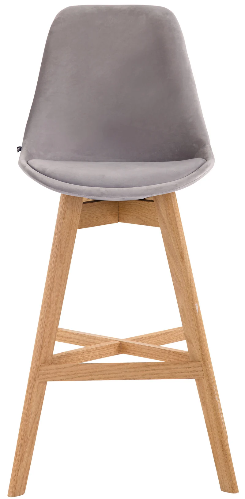 Tabouret de bar chaise haute design scandinave moderne en velours gris 10_0000931