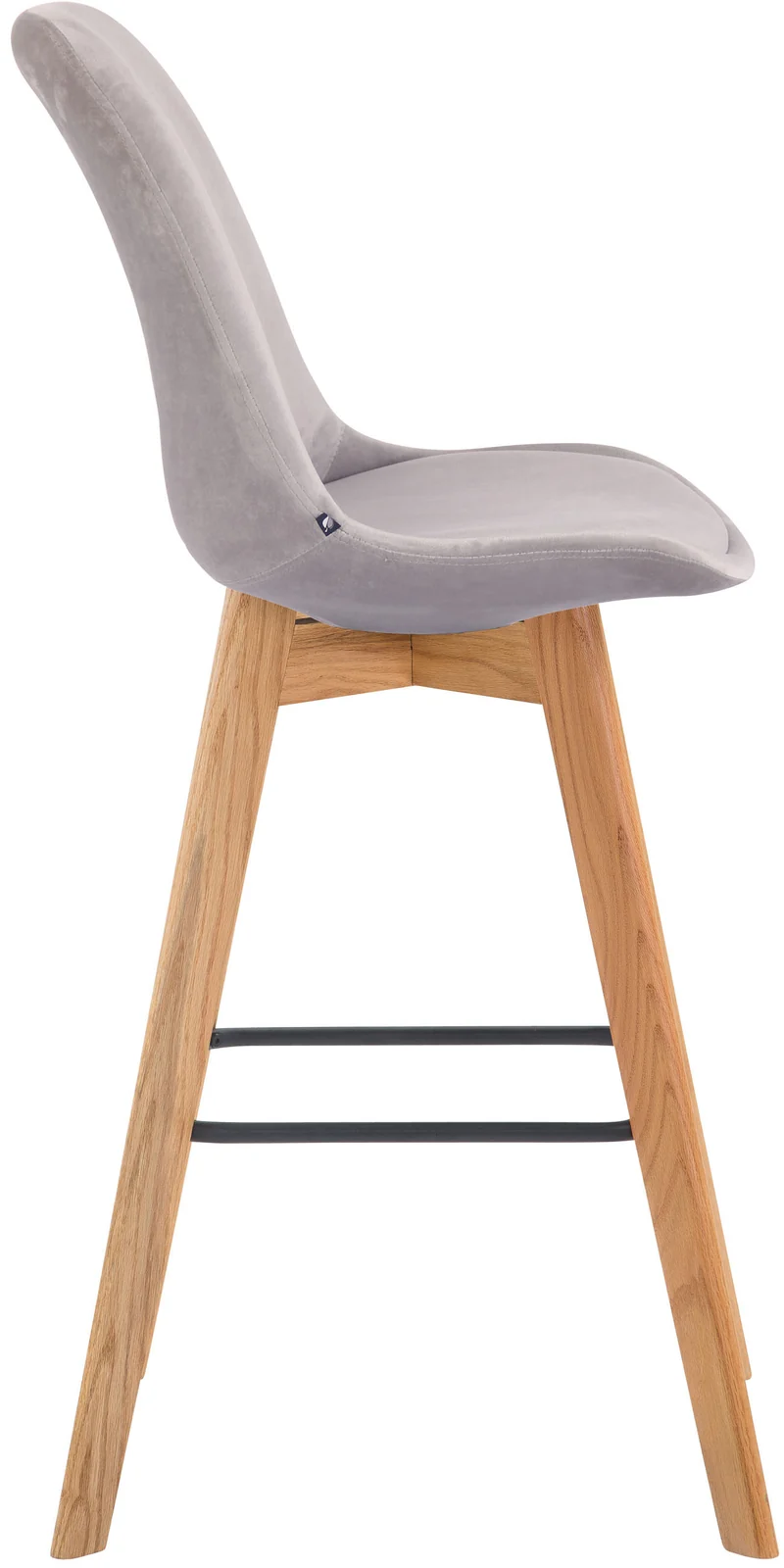Lot de 2 tabourets de bar style scandinave avec dossier en velours gris et structure en bois naturel 10_0006055