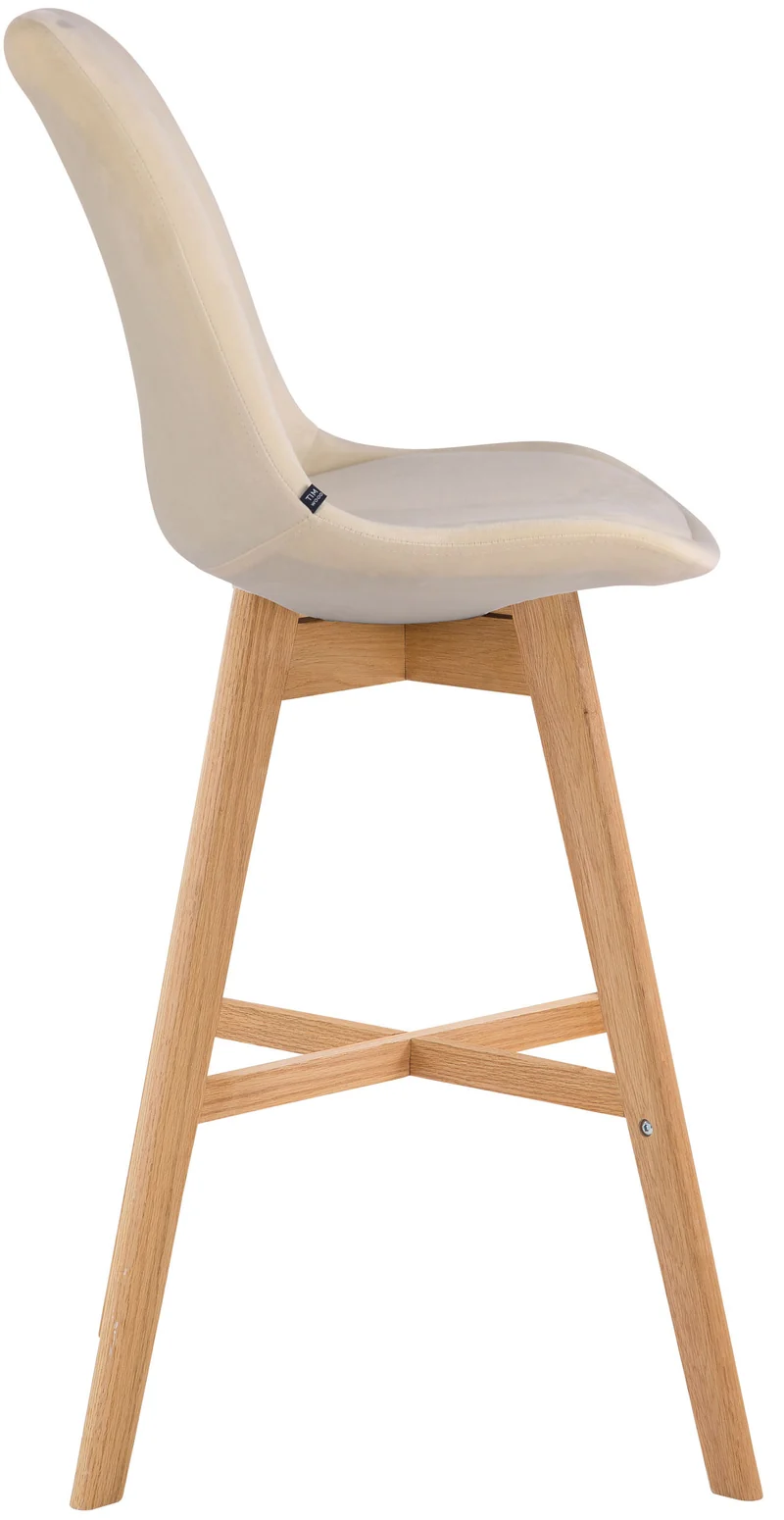 Lot de 2 tabourets de bar chaise haute design moderne en velours crème TDB10356