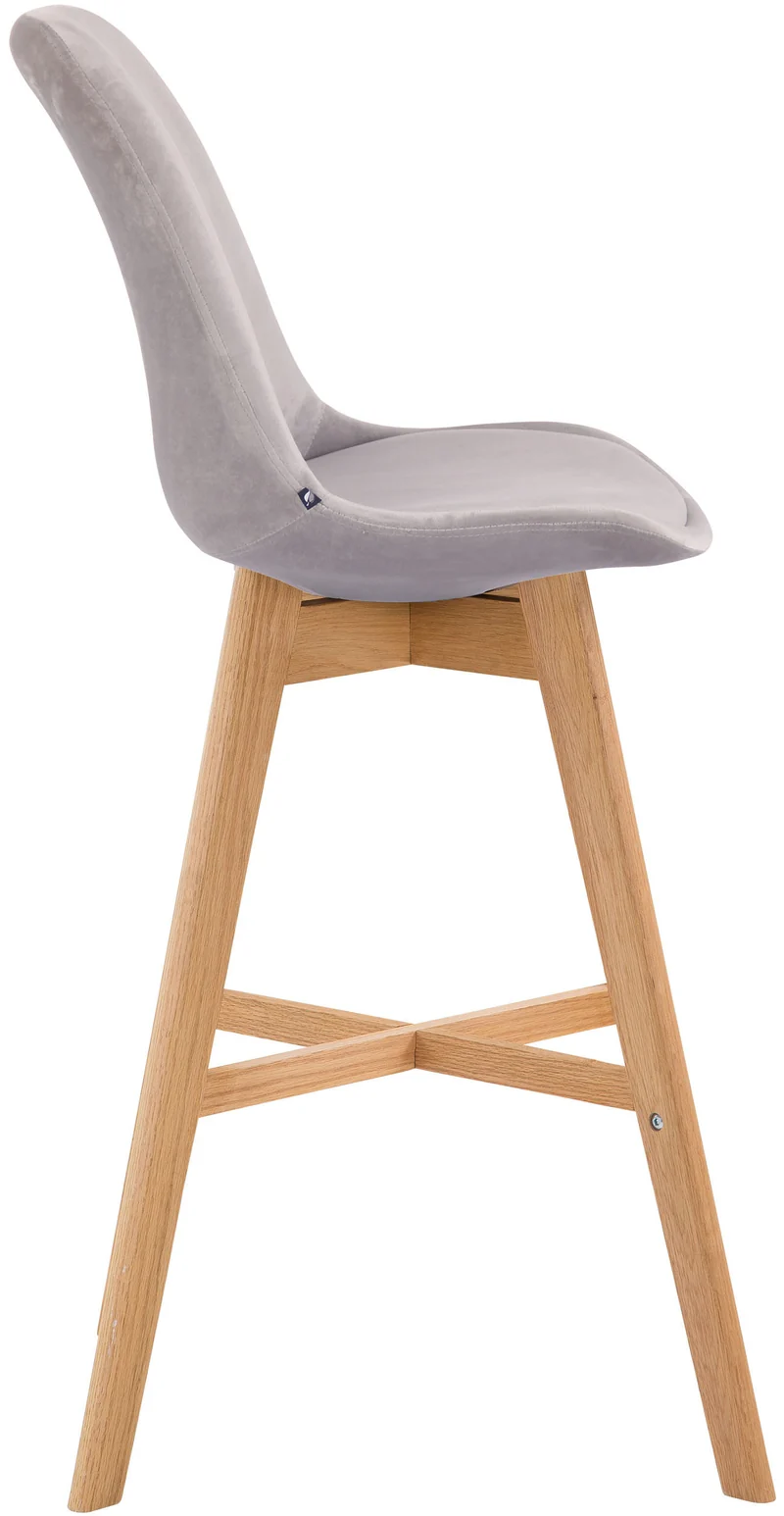Lot de 2 tabourets de bar chaise haute design moderne en velours gris clair 10_0001304