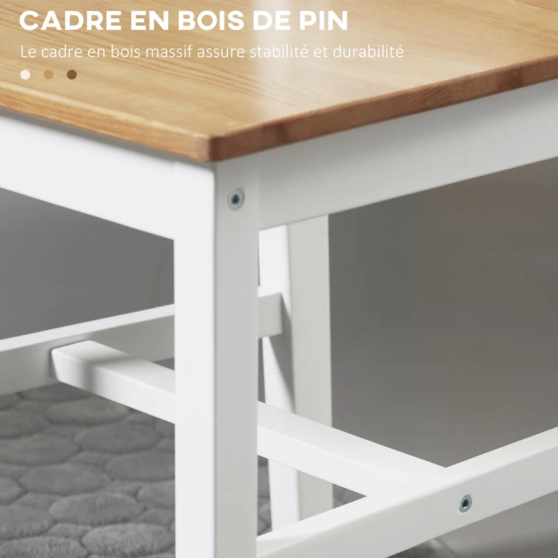 Lot de 4 chaises de salle à manger dossier croisé 41 x 46,5 x 86 cm assise confortable style campagne en bois blanc 21_0002366