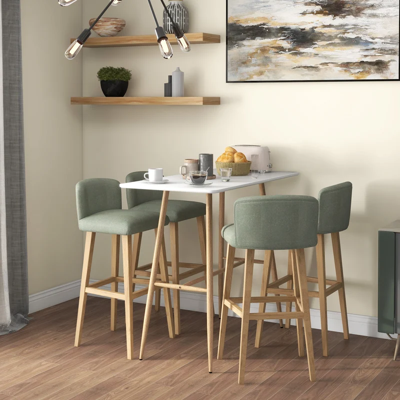Table de bar rectangulaire 118 x 58 x 98 cm 4 personnes assemblage simple et rapide moderne industriel en MDF blanc 21_0003198