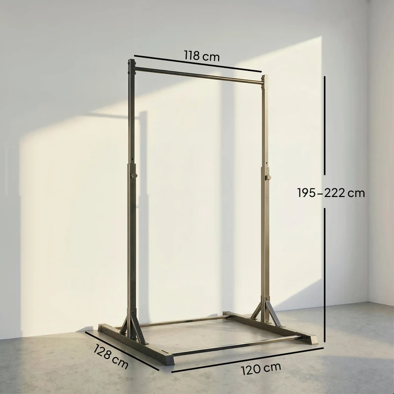 Station de musculation traction 128 x 120 x 195 cm 8 niveaux réglables charge 200 kg style industriel en acier noir 21_0006880