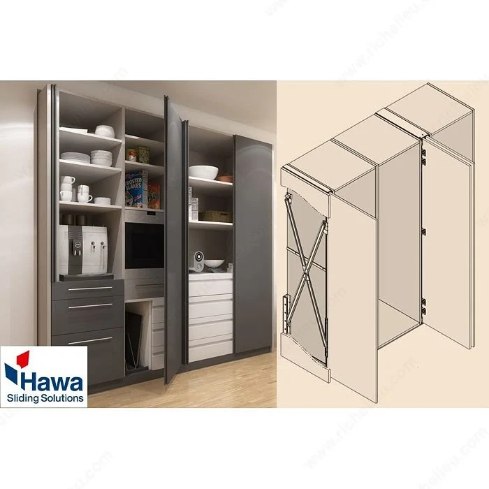 Système de la série HAWA-Concepta avec charnières à fermeture amortie