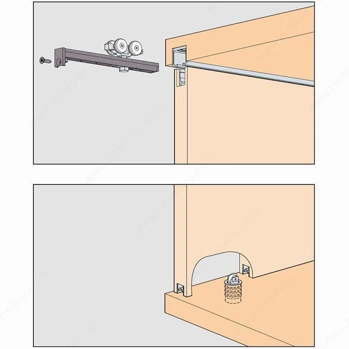 Système coulissant HAWA CLIPO 36 HM IS pour armoire à deux portes superposées