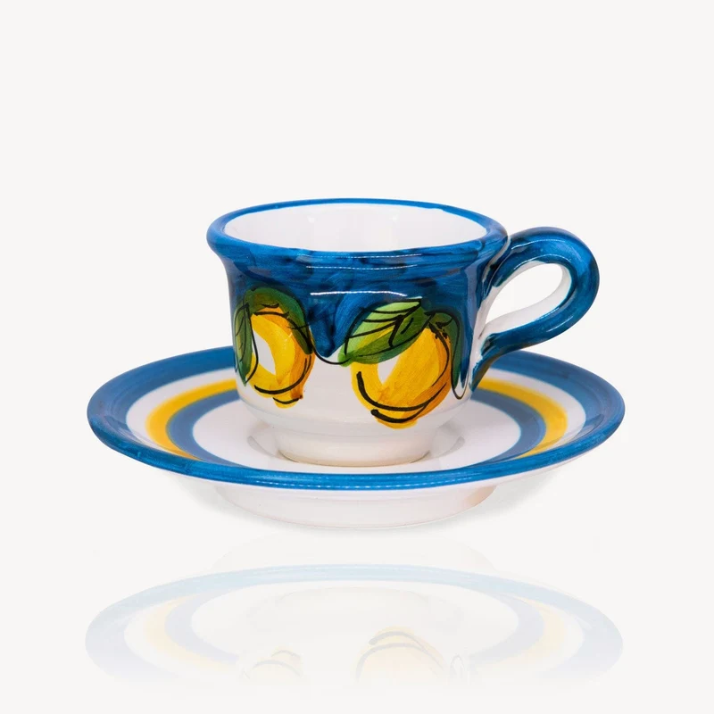 "LEMON" - Hand-painted Espresso Cups (2 cups)