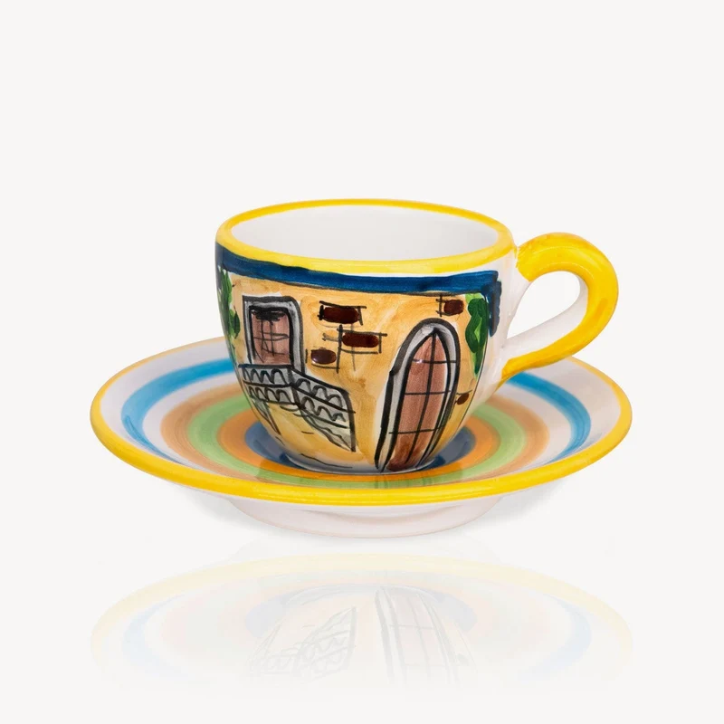 "Romeo & Juliet" - Hand-painted Espresso Cup (2 cups)