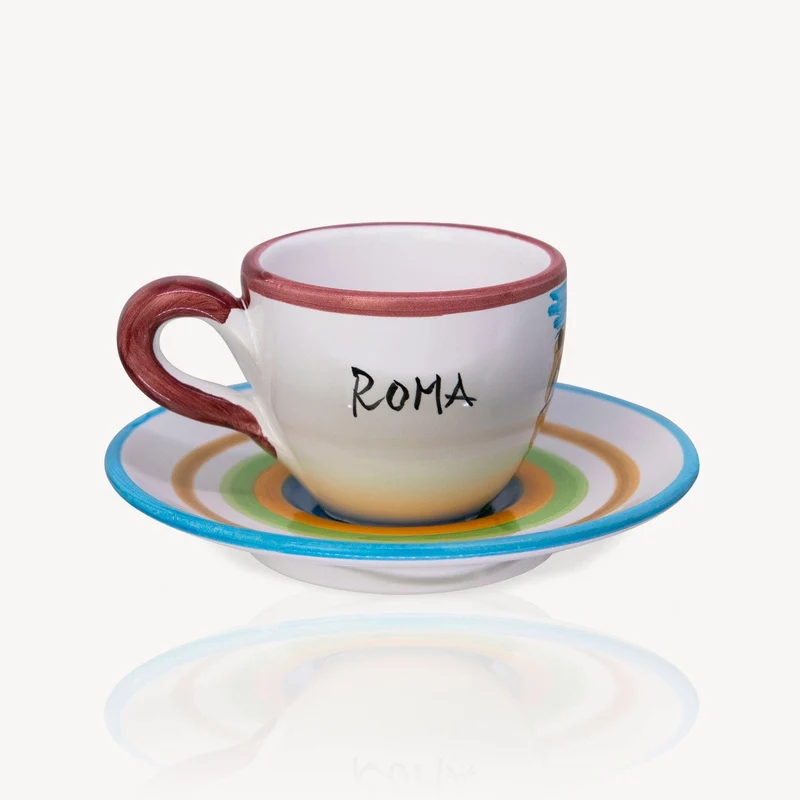 "Roma" - Hand-painted Espresso Cup (2 cups)
