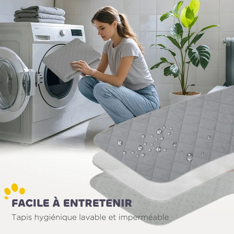 Parc de mise bas pour chien 122 x 122 x 60 cm tapis lavable et porte d'accès avec piquets moderne épuré en acier noir 21_0007474