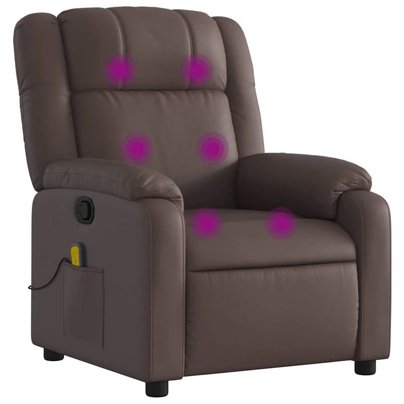 Fauteuil de relaxation TV fonction massage inclinable 6 points de massage en PVC marron PVC DEC027003