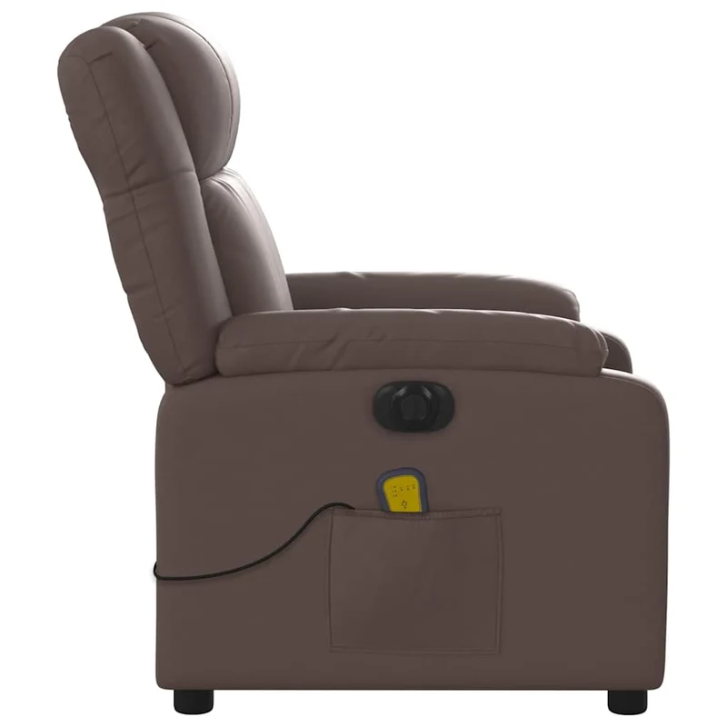 Fauteuil de relaxation TV fonction massage inclinable électrique 6 points de massage en PVC brun DEC027198