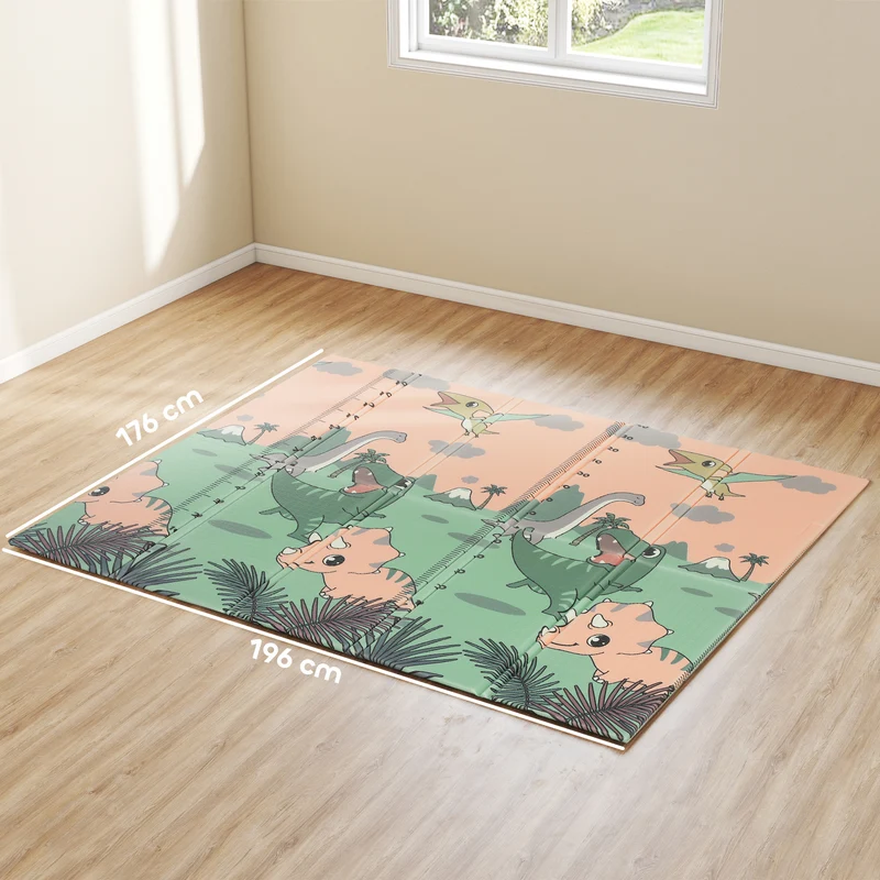 Tapis de jeu pour bébé pliable réversible 196 x 176 x 1.5 cm antidérapant amortissant moderne salon en xpe multicolore 21_0000753