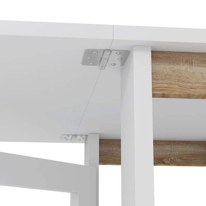 Table cuisine pliante 120 x 60 x 75 cm gain de place 3 étagères salon moderne et épuré en panneau de particules blanc 21_0003238