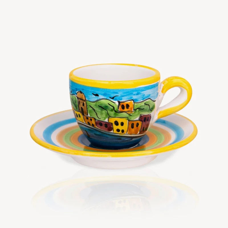 "Portofino" - Hand-painted Espresso Cup (2 cups)