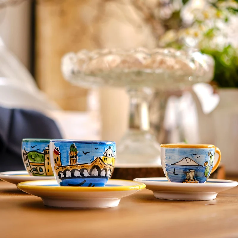 "Portofino" - Hand-painted Espresso Cup (2 cups)
