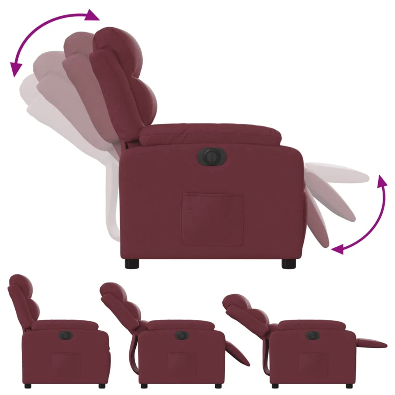 Fauteuil relax TV fonction d'inclinaison électrique très confortable en tissu rouge bordeaux DEC028548