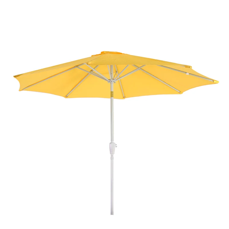 Parasol de jardin diamètre 3m inclinable mécanisme d'ouverture par manivelle polyester/aluminium 5kg jaune 04_0008026