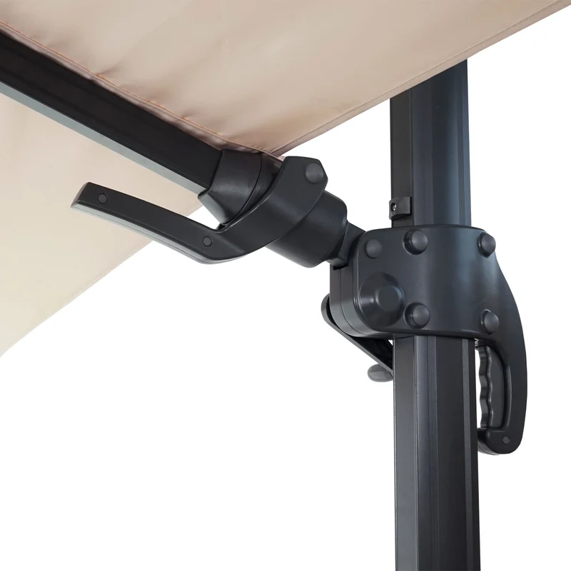 Parasol déporté orientable 3 x 4 m Ø env. 5 m polyester et aluminium 26 kg crème sans pied 04_0007952