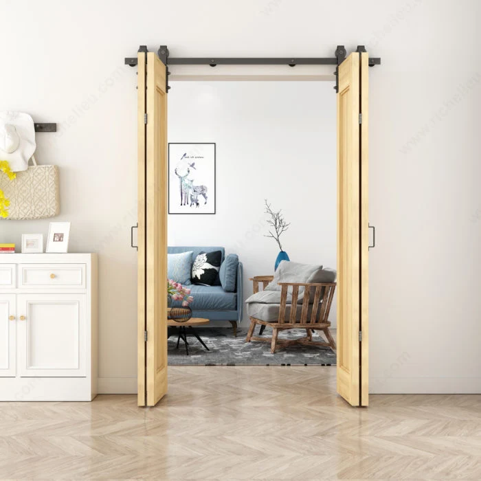 Ensemble pour porte de grange pliante RUSTIQUE avec rail