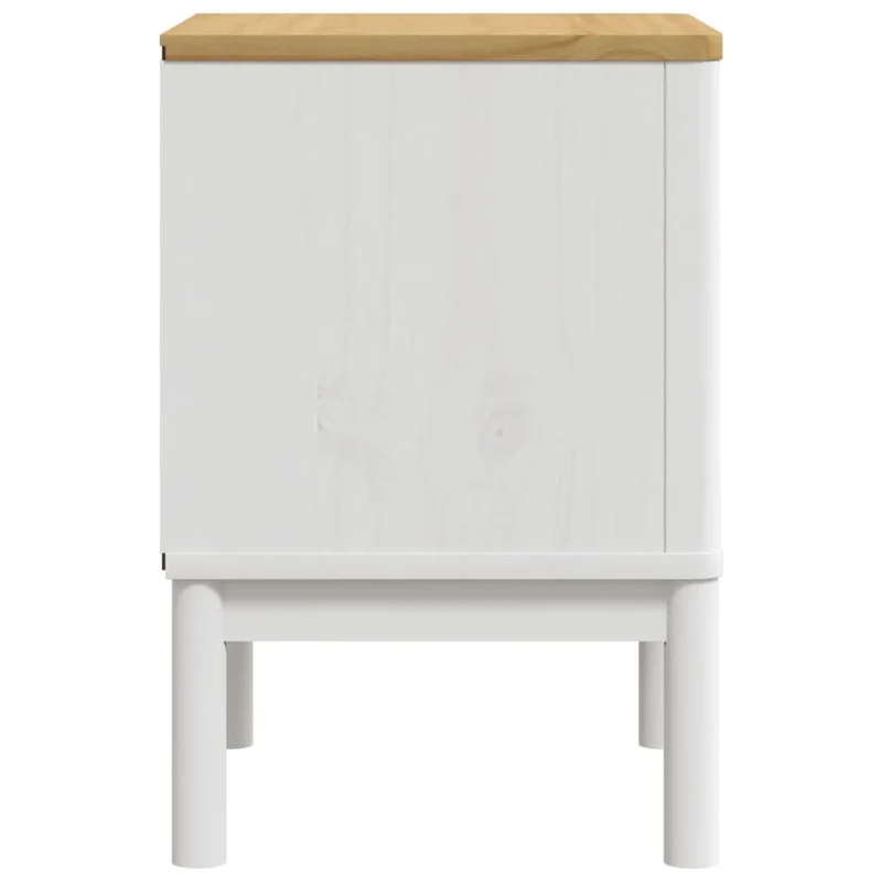 Table de chevet avec deux tiroirs 45 x 39 x 57 cm bois de pin massif blanc DEC033913