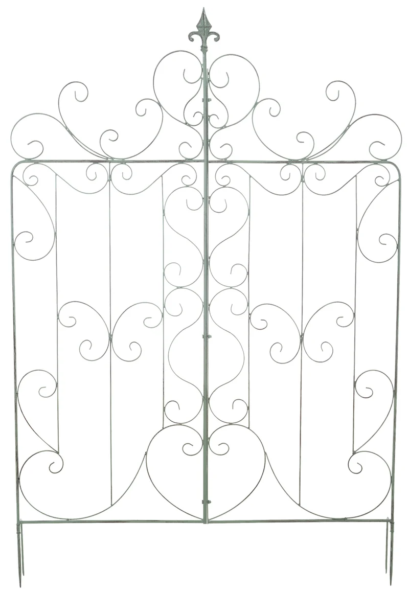 Lot de 2 treillis de jardin support pour plantes grimpantes 133x99 cm en métal vert vieilli 10_0003839