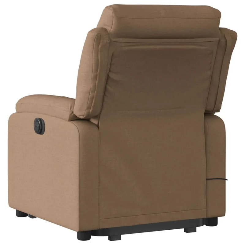 Fauteuil de relaxation fonction massage et inclinable levage électrique en tissu marron DEC027783