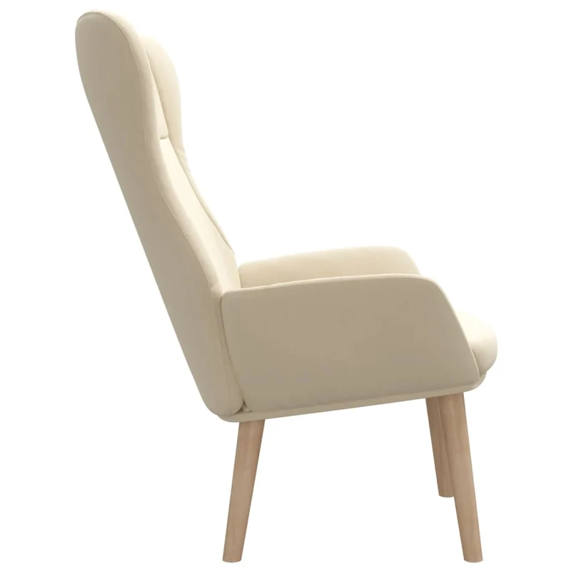 Fauteuil lounge chaise de canapé design moderne en tissu crème DEC026656