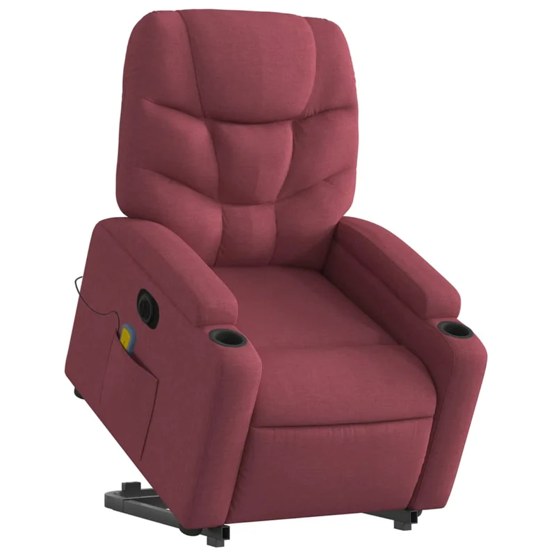 Fauteuil de relaxation fonction massage et inclinable en tissu rouge bordeaux DEC027848