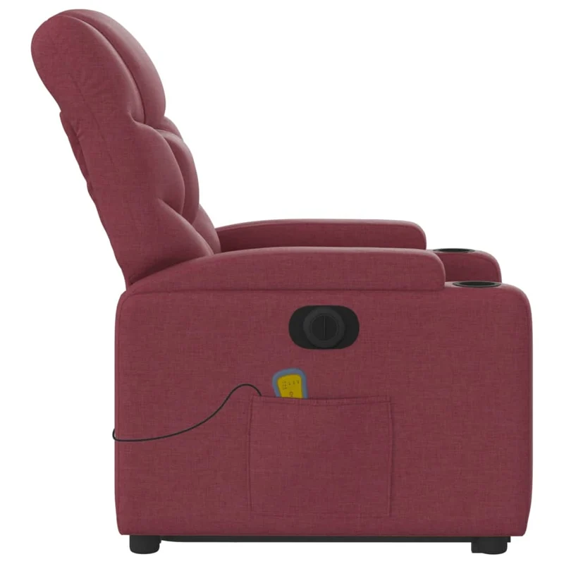 Fauteuil de relaxation fonction massage et inclinable en tissu rouge bordeaux DEC027848