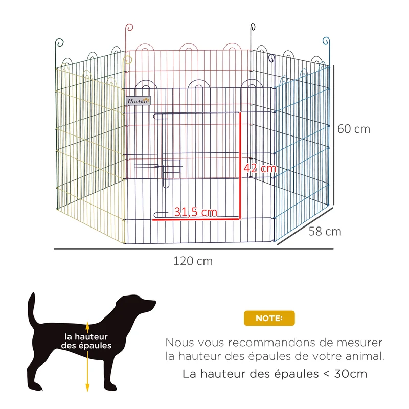 Enclos pliant pour petits animaux intérieur extérieur 120 x 120 x 60 cm porte sécurisée moderne épuré en métal noir 21_0007399