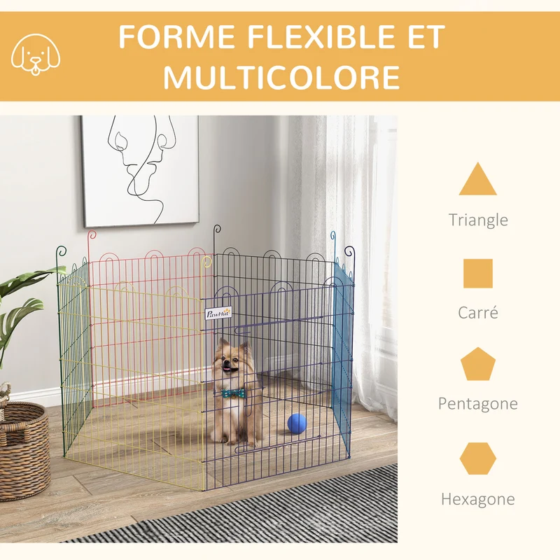 Enclos pliant pour petits animaux intérieur extérieur 120 x 120 x 60 cm porte sécurisée moderne épuré en métal noir 21_0007399