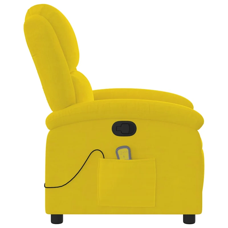 Fauteuil de relaxation TV fonction massage inclinable 6 points de massage en velours jaune DEC026982