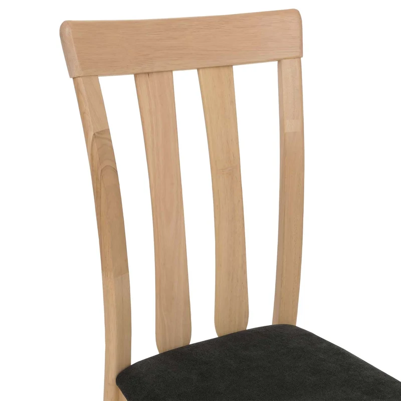 Lot de 2 chaises de salle à manger hauteur 96 cm dossier haut style sobre et élégant en tissu noir et bois massif naturel 04_0009072