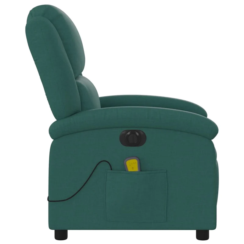 Fauteuil de relaxation TV fonction massage inclinable électrique 6 points de massage en tissu vert foncé DEC027280