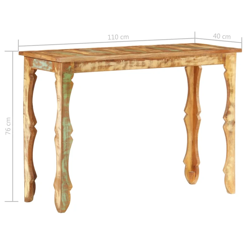 Table console 110 x 40 x 76 cm bois de récupération massif brun DEC031529