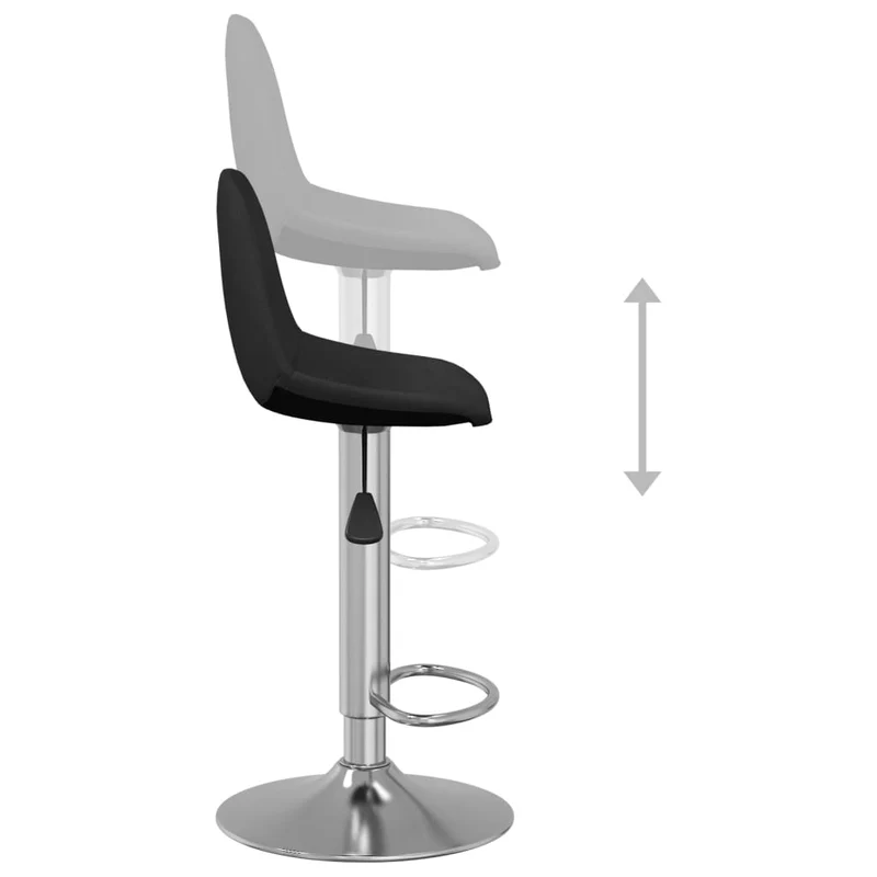 Lot de 2 tabourets de bar chaises hautes en tissu noir base en acier chromé DEC029819