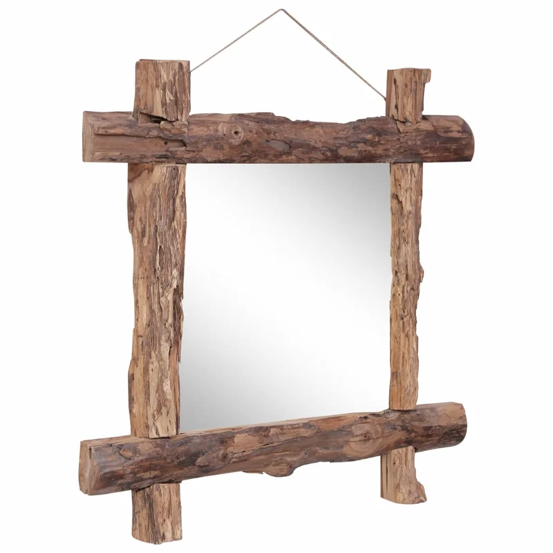 Miroir forme de bûches Naturel 70x70 cm Bois de récupération massif DEC022799