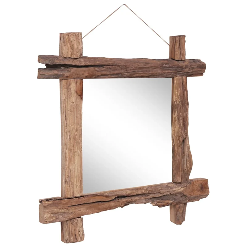 Miroir forme de bûches Naturel 70x70 cm Bois de récupération massif DEC022799