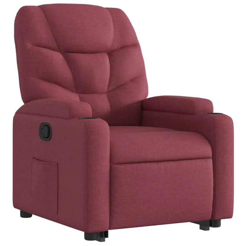 Fauteuil relax TV rembourrage confortable fonction de levage électrique en tissu rouge bordeaux DEC028162