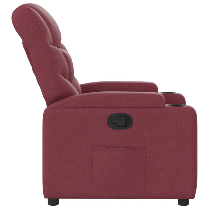 Fauteuil relax TV rembourrage confortable fonction d'inclinaison manuelle en tissu rouge bordeaux DEC028157