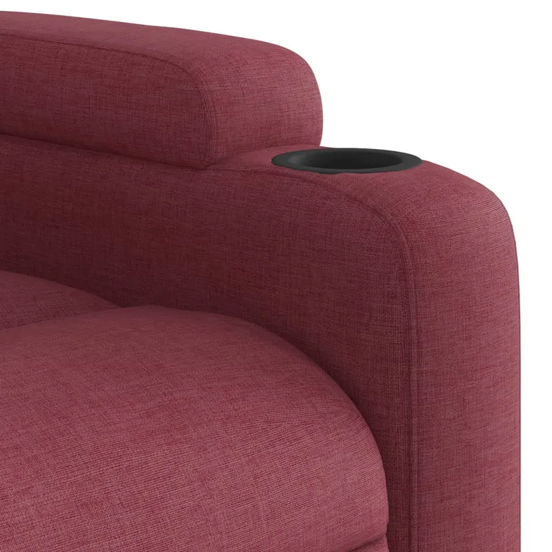 Fauteuil relax TV rembourrage confortable fonction d'inclinaison manuelle en tissu rouge bordeaux DEC028157