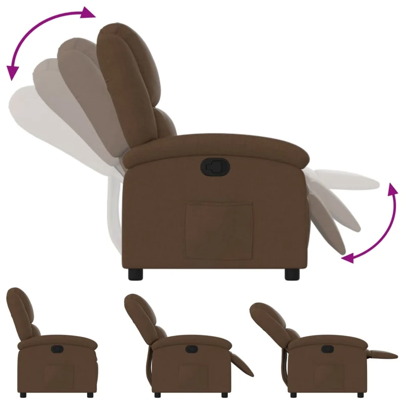 Fauteuil relax TV rembourrage confortable fonction d'inclinaison manuelle en tissu marron DEC028053