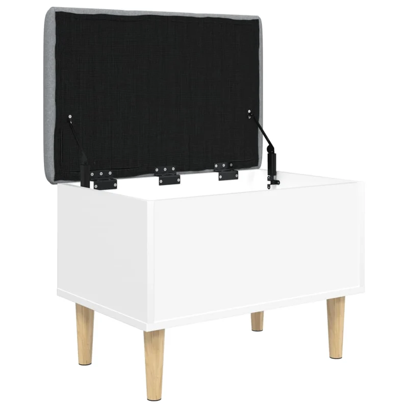Banc banquette de rangement avec coussin d'assise gris 62 x 42 x 46 cm en bois d'ingénierie blanc DEC024712
