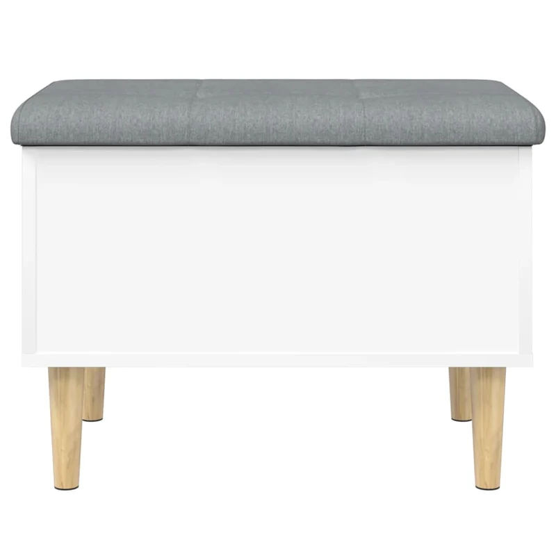 Banc banquette de rangement avec coussin d'assise gris 62 x 42 x 46 cm en bois d'ingénierie blanc DEC024712