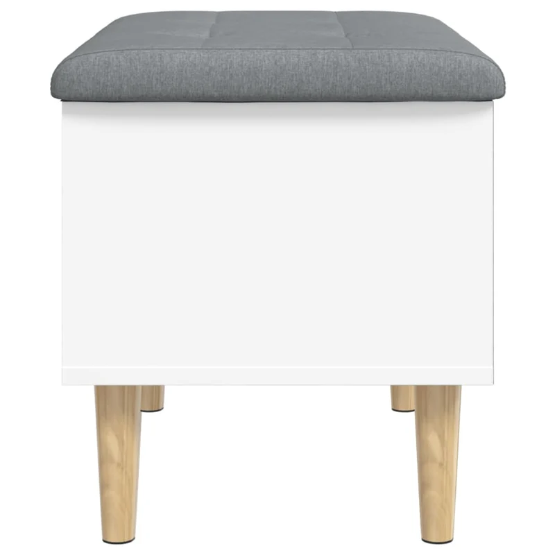 Banc banquette de rangement avec coussin d'assise gris 62 x 42 x 46 cm en bois d'ingénierie blanc DEC024712