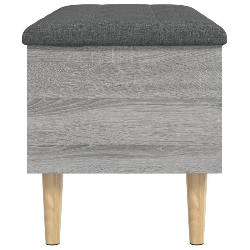 Banc banquette de rangement avec coussin d'assise 82 x 42 x 46 cm bois d'ingénierie gris DEC024809